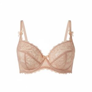Pretty Lace Underwire Bra in Soft Peach